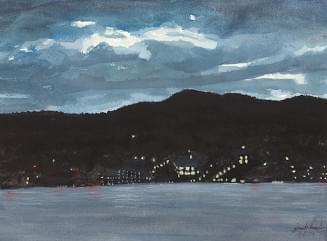 art painting night life along Lake George in New York
